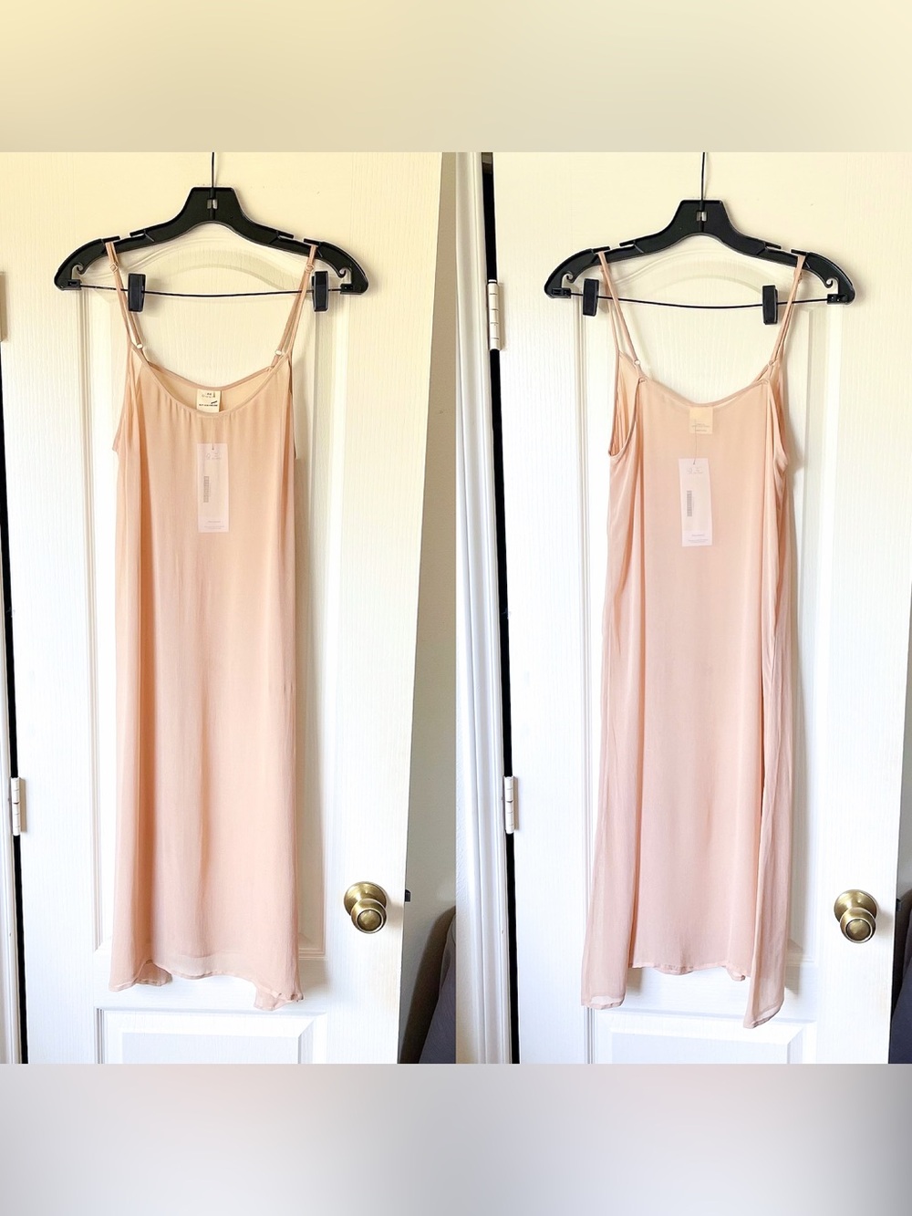 Dôen Sheer Viscose Slip Dress Blush Nude Medium EUC